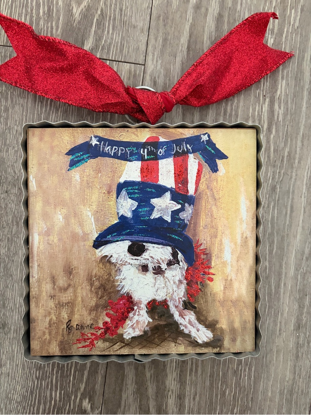 Patriotic Dog Wall Hanging Holiday Ornament - Red, Blue, White